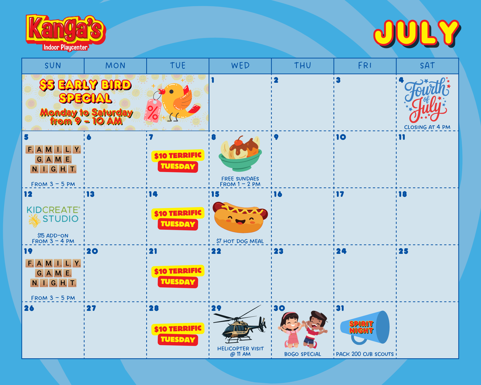 🎉🌭 JULY CALENDAR 🍦🍉