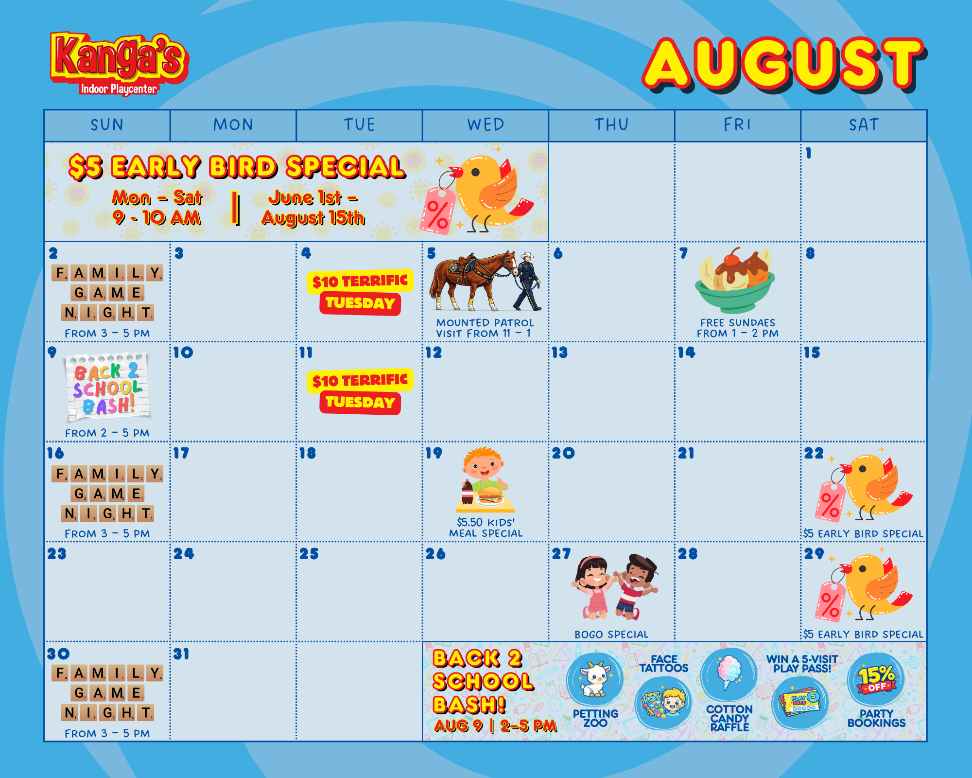 🌻 AUGUST CALENDAR 🎒